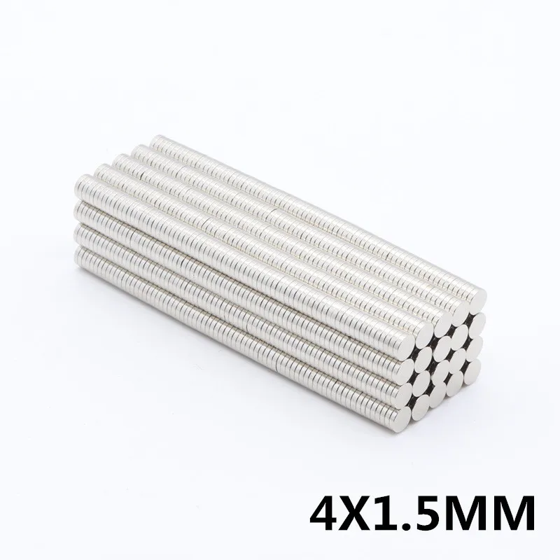 도매 - 재고 100pcs 강한 라운드 NDFEB 자석 DIA 4x1.5mm N35 희토류 네오디뮴 영구 공예/DIY 자석