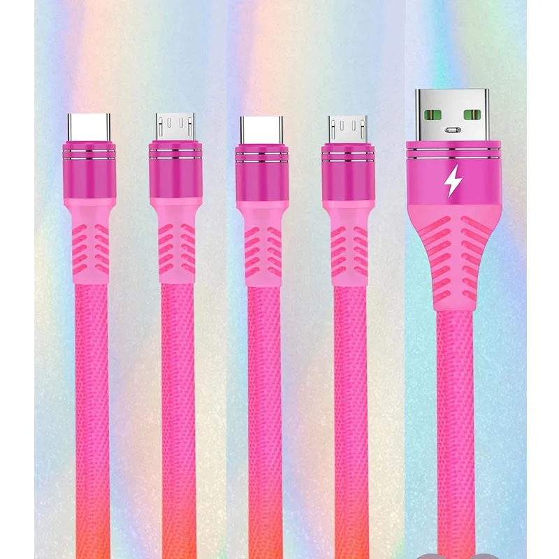 USB Type C Cable Rainbow Braided Nylon 2A 2M 6FT Charging Cord Colorful Mobile Phone Anti-break Data Cable Cord For Samsung LG Huawei Phones High Quality