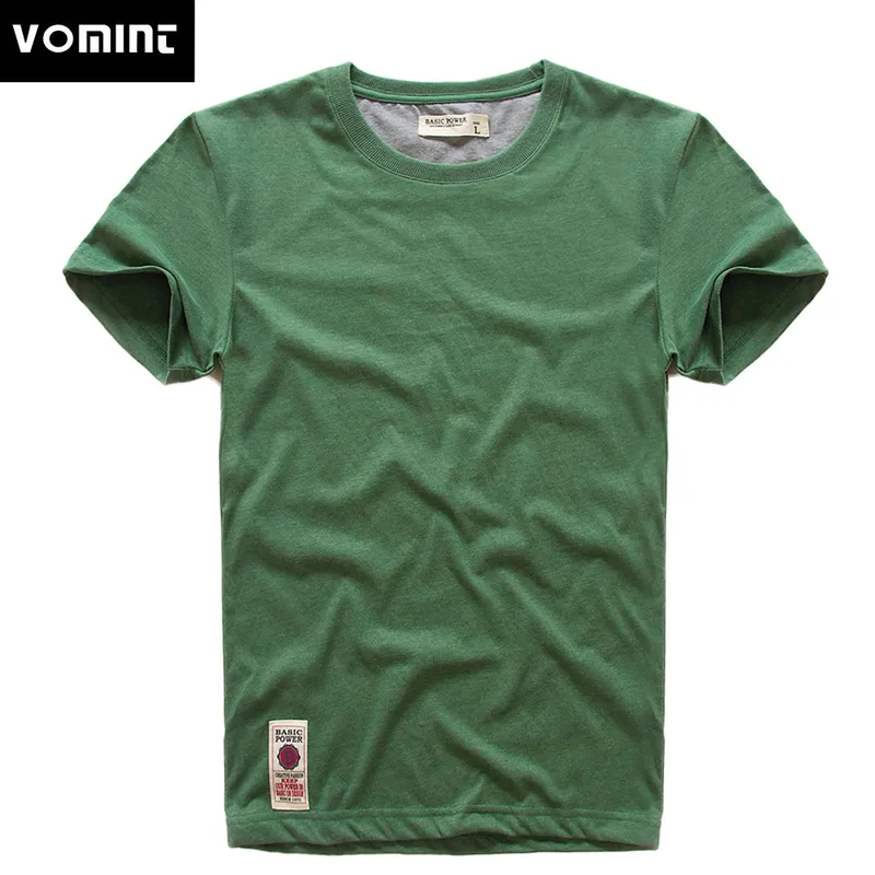 Vomint Mens Kısa Kollu T-Shirt Baskı T-Shirt Pamuk Çok Saf Renk Süslü İplikler Tişört Erkek Renk Gri Green Lblue 220224