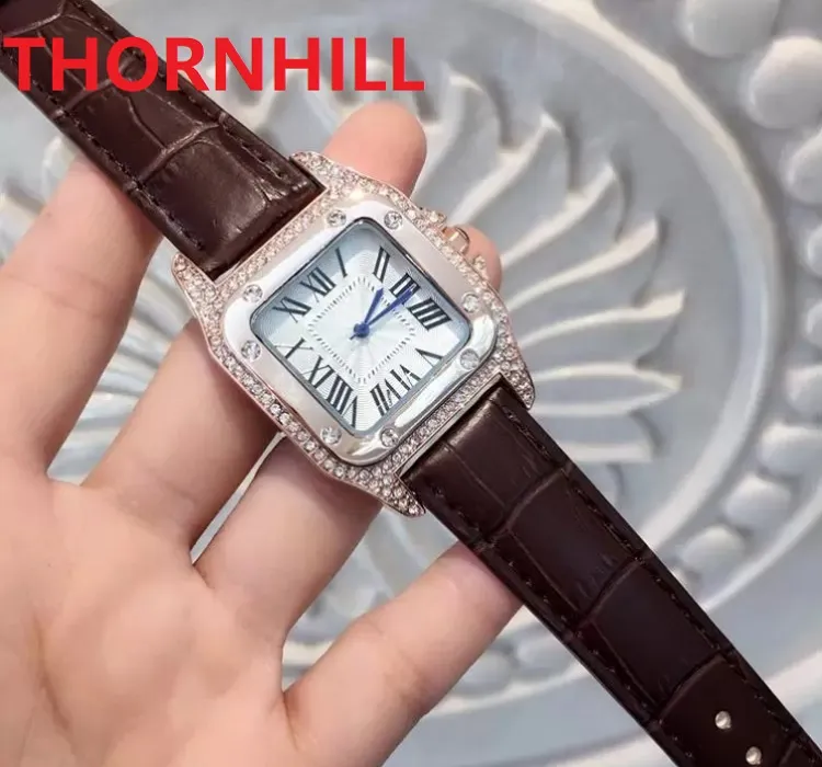 Женская квадратная циферблатная натуральная кожаная кварцевая мода часы авто дата бриллианты кольцо римские дизайнерские часы подарки платья часы часы высочайшего качества хорошие модели наручные часы