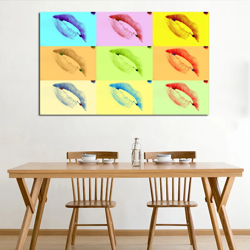 Pop-Art-Poster, bunte Lippen, Kunstdruck auf Leinwand, Gemälde für Wohnzimmer, Schlafzimmer, Wanddekoration, ohne Rahmen