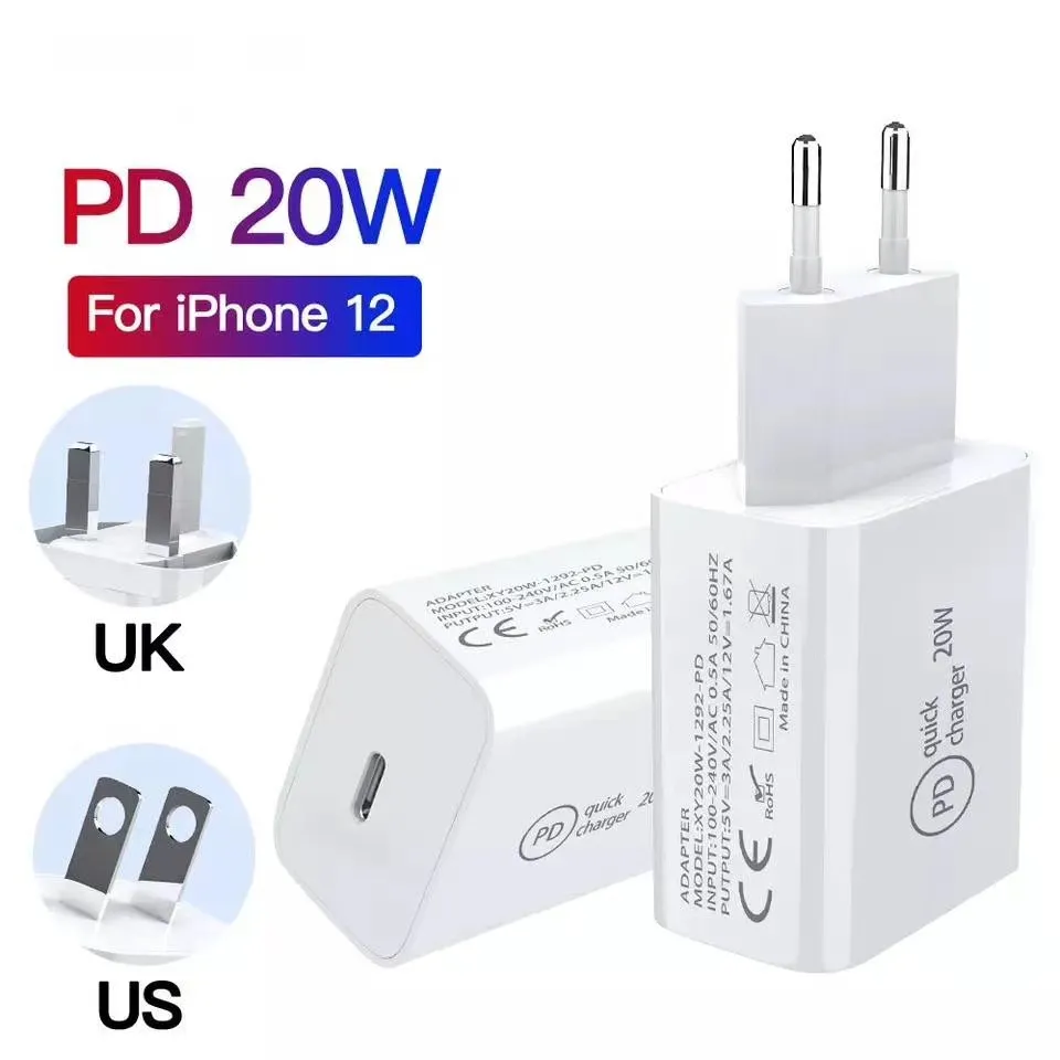 USB C 20W charge PD for iPhone 12 xiaomi sumsung Chargers USB type C outputs power supply adapter suit for EU US UK socket