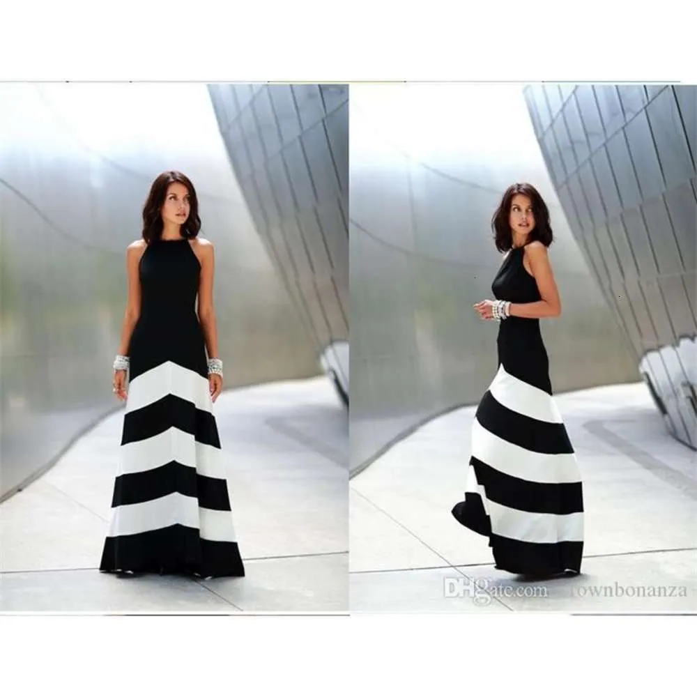 Black and white striped maxi dress womens backless dress summer dresses formal dresses evening Sexy Ladies Stripes Long Maxi Evening dress