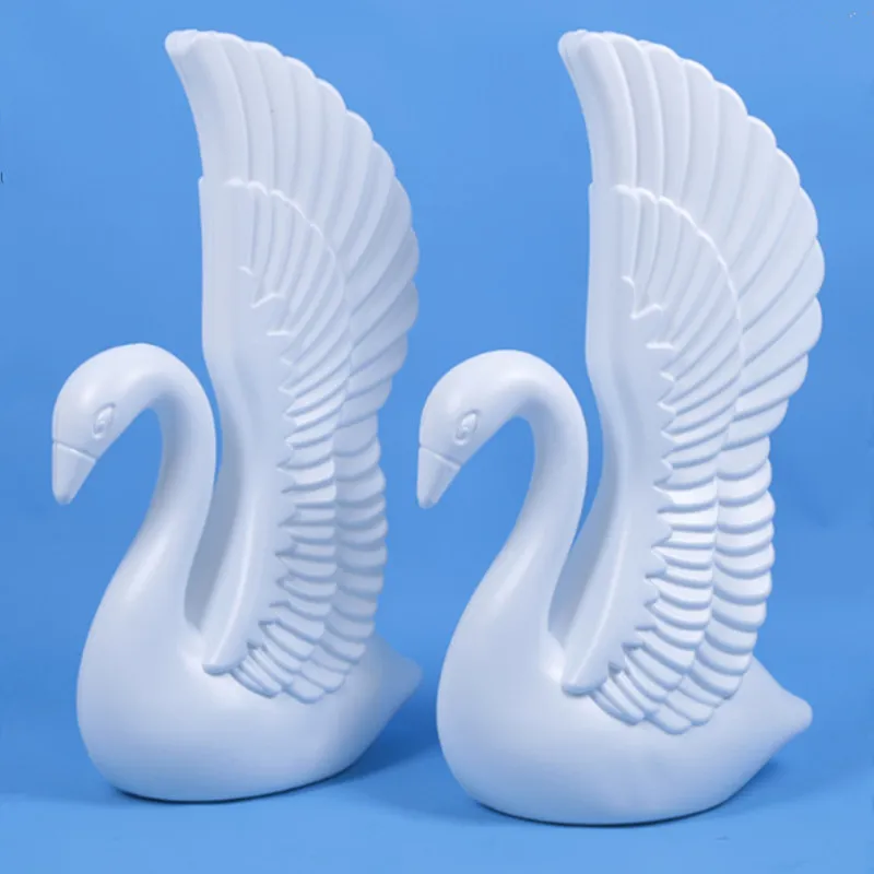 Upscale Party Decor White Angel and Swan Roman Column Wedding Decoration Event Welcome Area Ornament Props Supplies