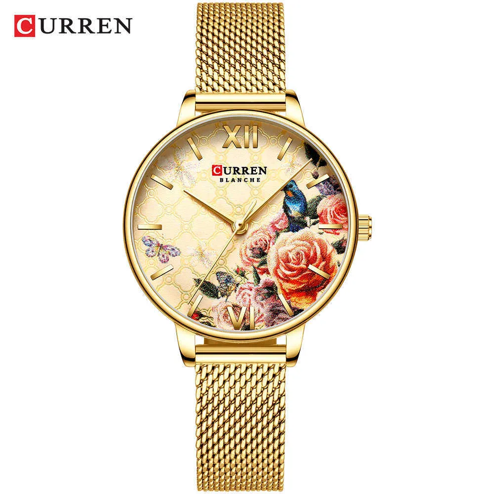 2019 Watch Curren Gold Watches Women Charming Stainless Steel Bracelet Quartz Watch Ladies Classy Wristwatch Female Casual Clock Q0524