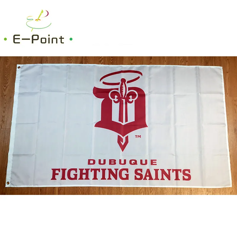 USHL Dubuque Fighting Saints-Flagge, 3 x 5 Fuß (90 cm x 150 cm), Polyester-Flaggen, Banner-Dekoration, fliegender Hausgarten, festliche Geschenke
