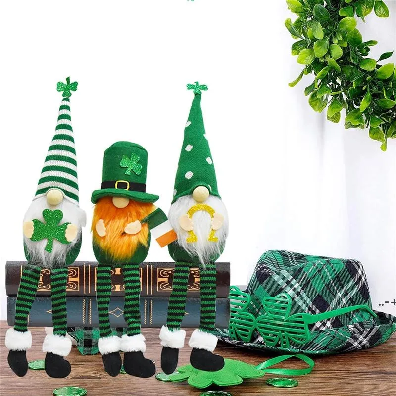 NEWIrish Days Party Decor Patrick's Day Doll Faceless Elderly Green Clover Dolls Saint Patricks Gifts CCB12142