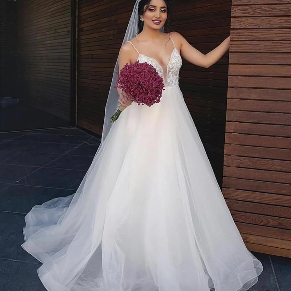 2021 A Line Wedding Dresses Bridal Dress Lace Beach Holiday