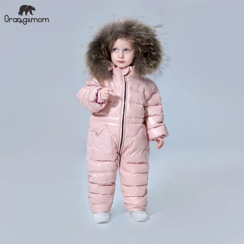 Grado Abbigliamento per bambini invernali russi Piumino Ragazzi Capispalla Cappotti, Addensare Tute da neve impermeabili Ragazze 211203