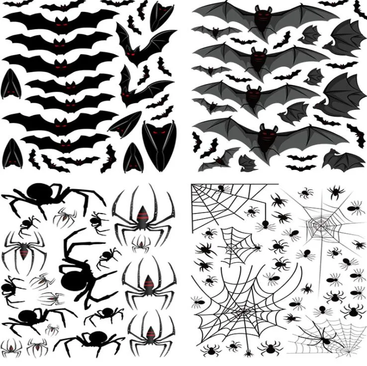 Halloween Decoration Wall Stickers Party Supplies Bats Spiders Xpress Sticker Personality Creative Cabinet Electrostatic Glueless