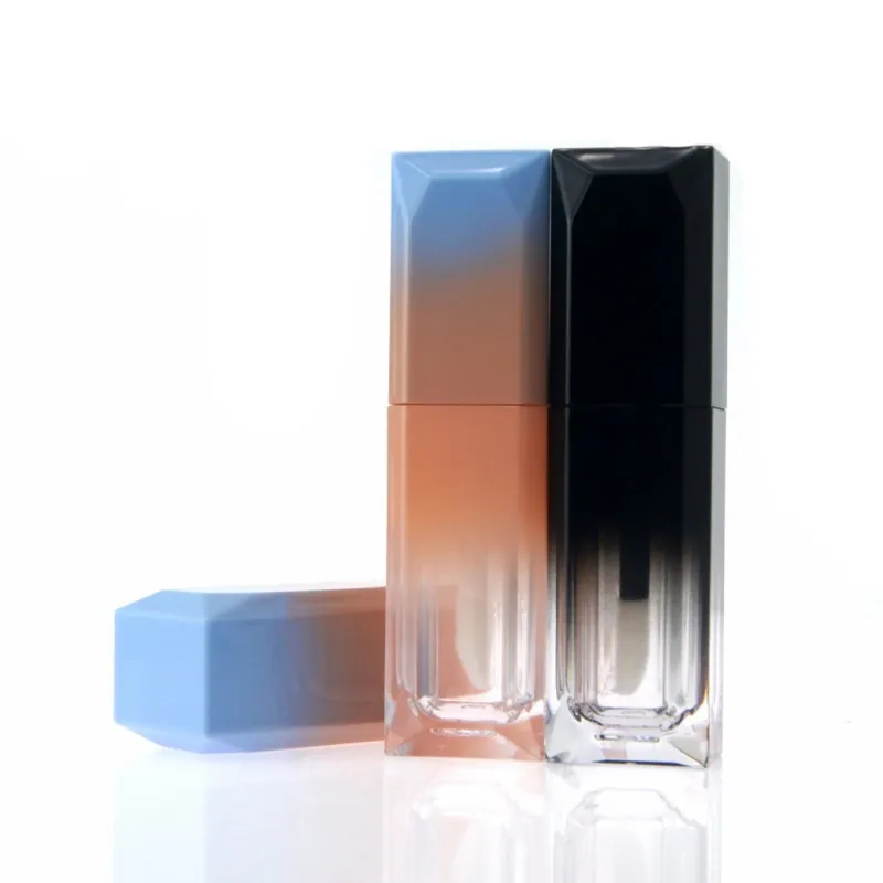 2021 5 ml gradiënt kleur lipgloss plastic doos containers lege duidelijke lipgloss buis eyeliner wimper container mini lip glanzend gespleten fles