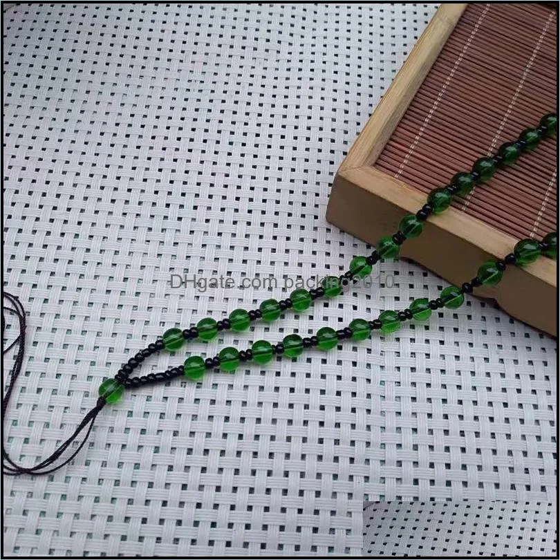 Factory Wholesale Jewelry Jade Necklace Pendant Rope Emerald Green Glass Beads Pendant Rope Ornament