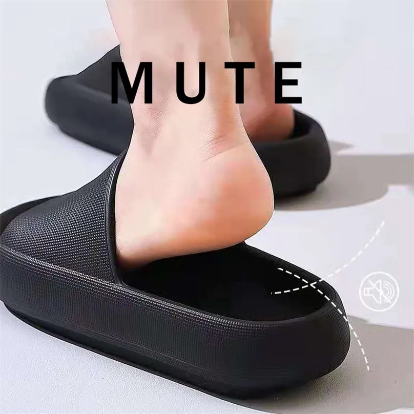 Fashion Men Slippers Thick Platform Mute EVA Soft Indoor Home Slides Non-slip Summer Beach Sandals Women Bathroom Shoes 210708