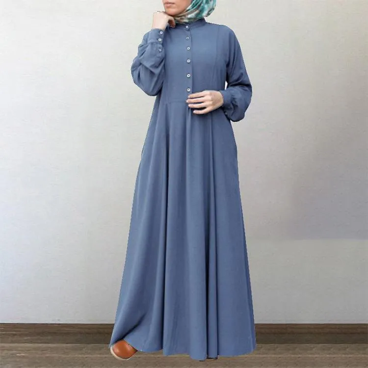 Etniska kläder Muslimsk klänning Kvinnor Långärmad Abaya Turkiet Dubai Big Swing Robe Kläder Ramadan Kaftan Marockansk Jilbab Vestido Hijab