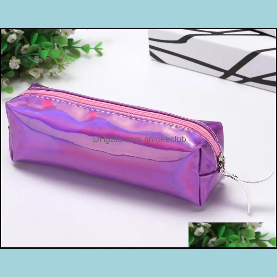 NEW Iridescent Laser Pencil Case Quality PU School Supplies Stationery Gift Pencilcase School Cute Pencil Bag Box School Tools Free