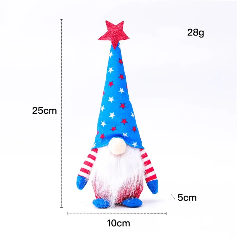 Patriotic Gnome American Independence Day Dwarf Doll 4th of July Gift Stars and Stripes Handmade Scandinavian Ornaments Kids Doll
