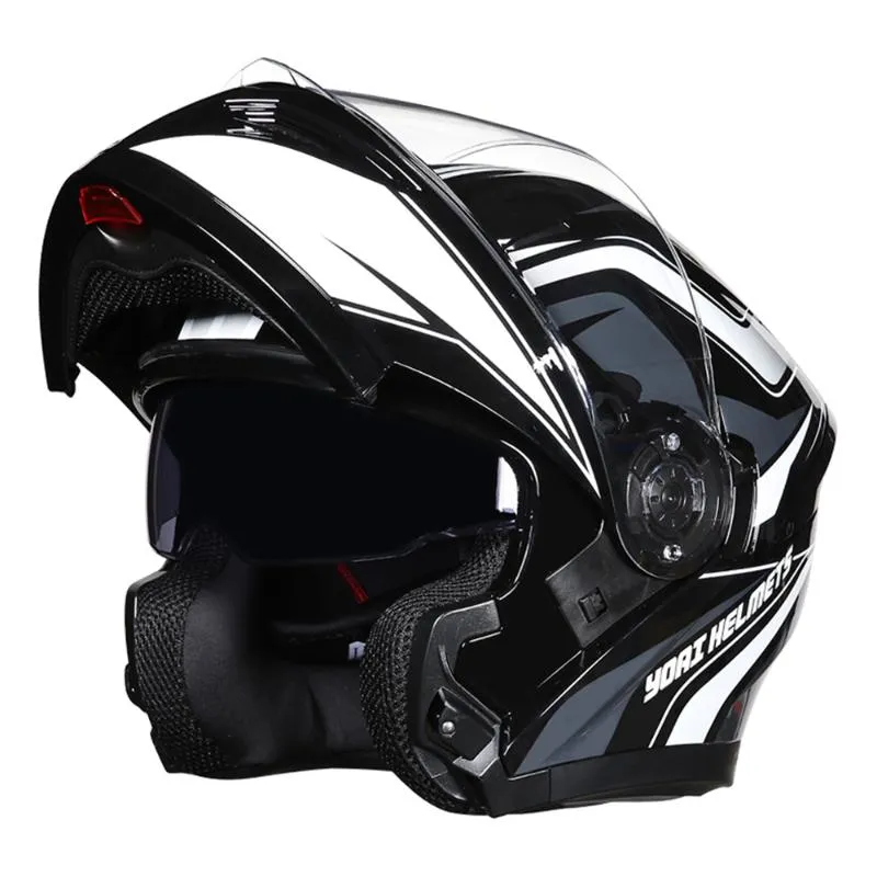 Motorcykelhjälmar Hjälm Män Casco Moto ABS Material Dual Visor Modular Flip Up BT Racing Motocross Dot Godkänd