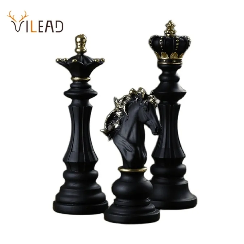 VILEAD 1 Pcs Chess Pieces Figurines for Interior Decor Office Living Room Home Decoration Accessories Modern Chessmen Ornament 211105