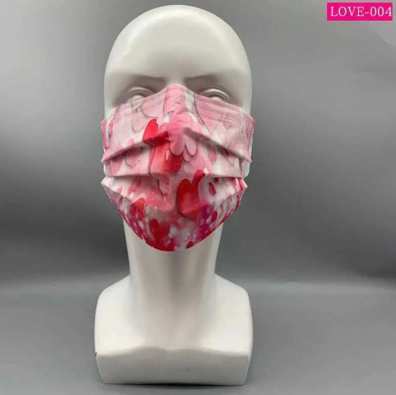 Lovers Valentine`s Day Fashion Disposable Mask Adult Men Women 95% Filtration Efficiency Dustproof Prevention of Influenza Face Mouth Masks