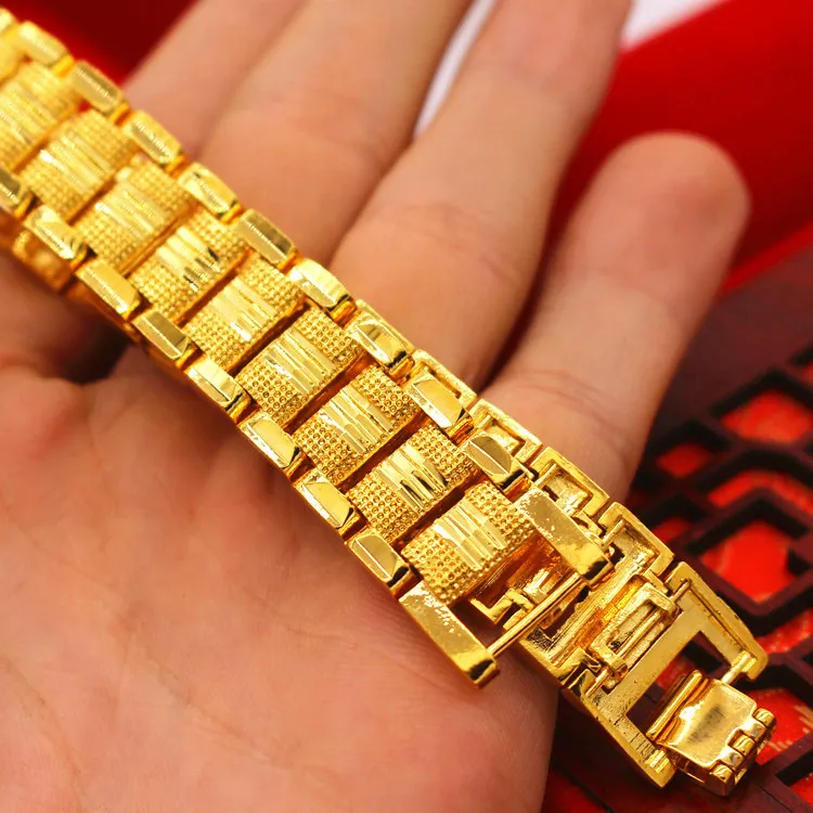 B-114 24K Gold Plated Bracelets Women Wedding Sand Gold Bracelet