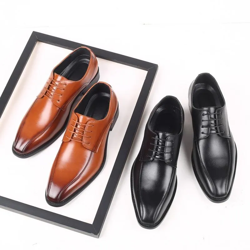 Dress Shoes Big Size 6-13 Leather Men Classic Dark Formal Business Wedding For
