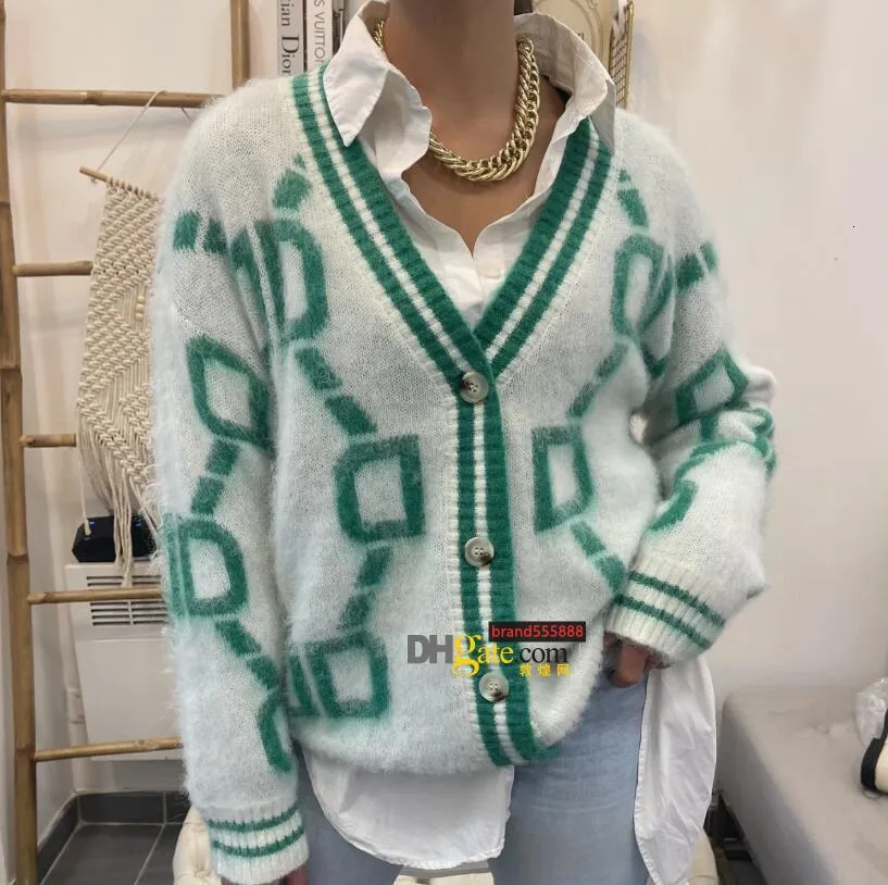 V Neck Women Button Multicolor Cardigan 2021GU Long Sleeve Supre Sweater Autumn Winter Knitted Loose Oversized Jumper Casual