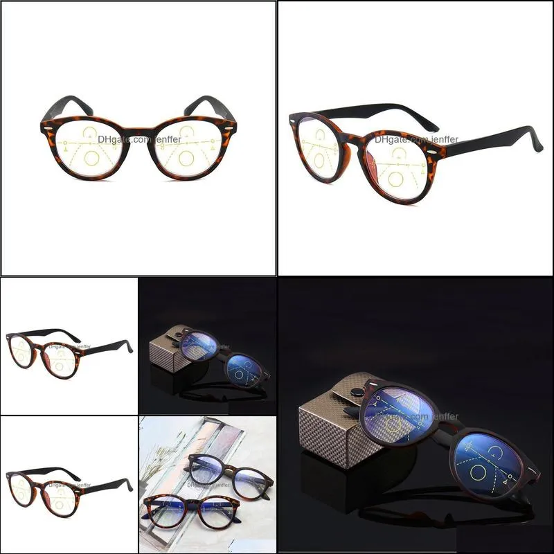 Sunglasses Elbru Anti Blue Light Reading Glasses Progressive Multifocal Women Near Far Sight Round Frame Eyeglasses Diopter 1.0 3.5