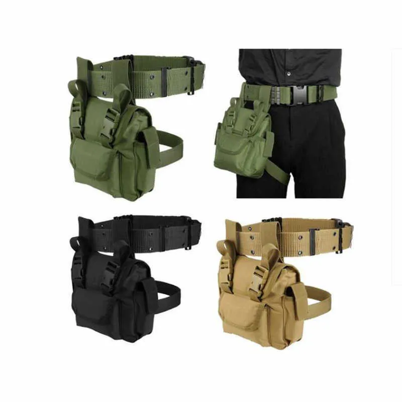 Tactical Drop Leg Pack Waist Bag Waterproof Quick Release Utility Pouch Military Tool Pack Hunting Hiking Q0705