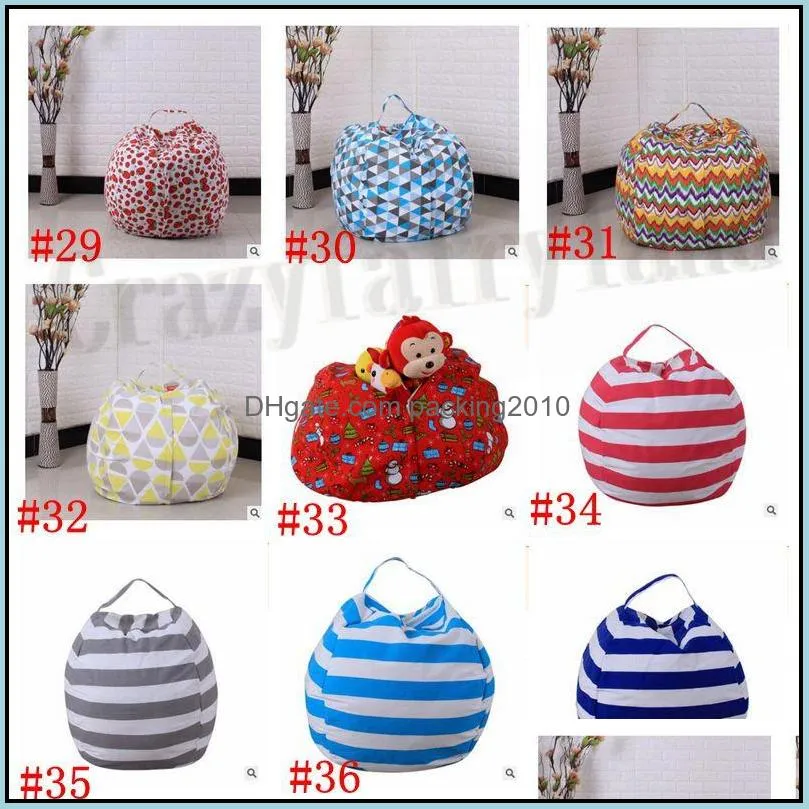 Storage Stuffed Animal Storage Bean Bag Chair Portable Kids Toy Storage Bag & Play Mat Clothes Home Organizer 43 Colors DHL DDE4349