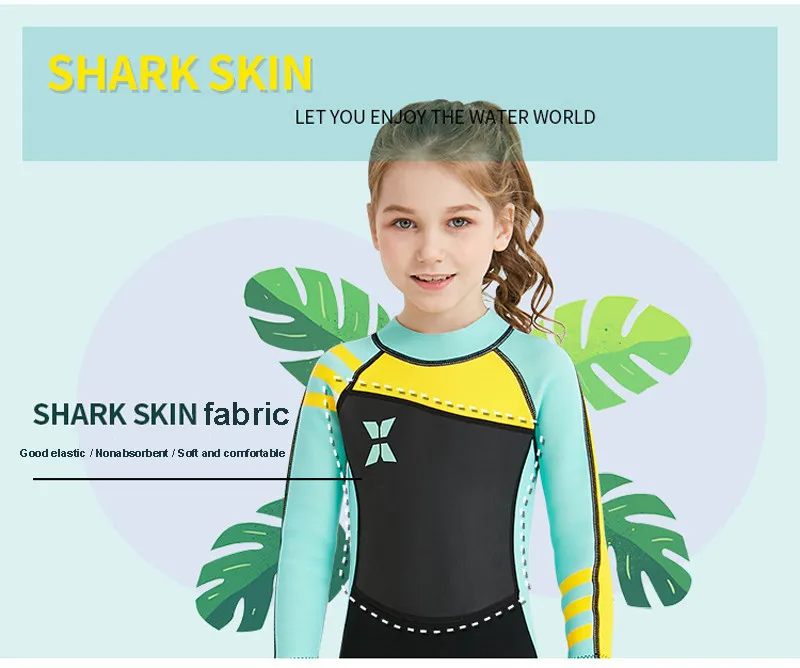 Childrens Thermal Swim Wear Girls 2.5mm Keep Warm Long Swimsuit