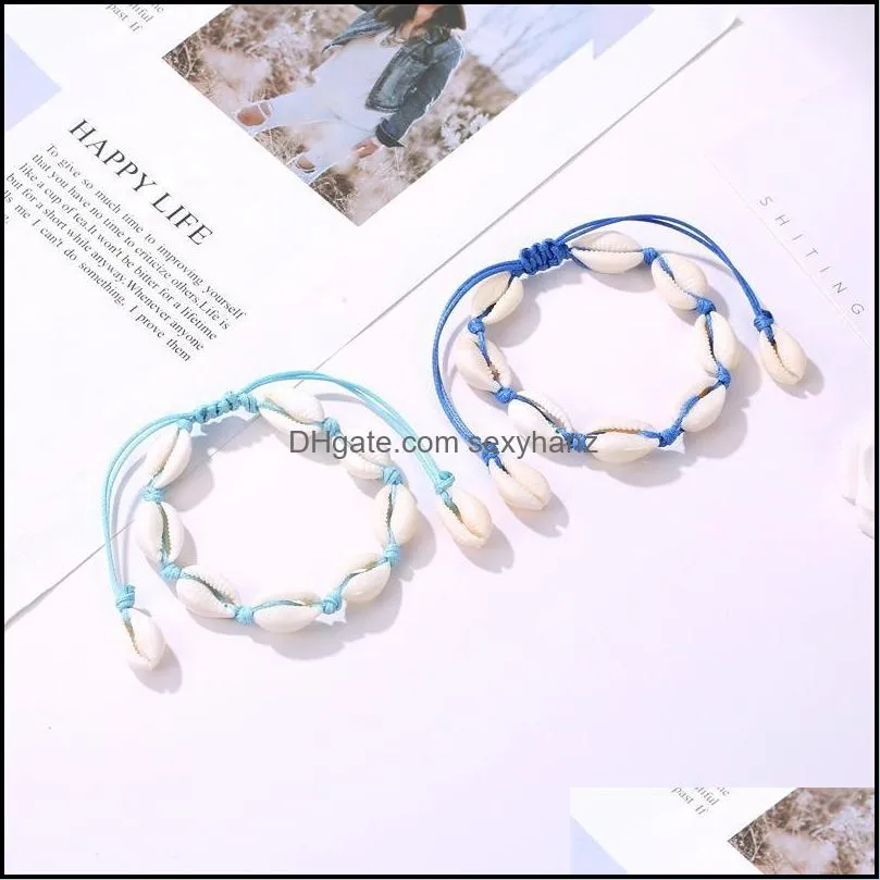 Conch Shell Weave Handmade Bracelets For Women Lady Beach Summer Hand Jewelry European Adjustable Size Knot Bracelet Fashion