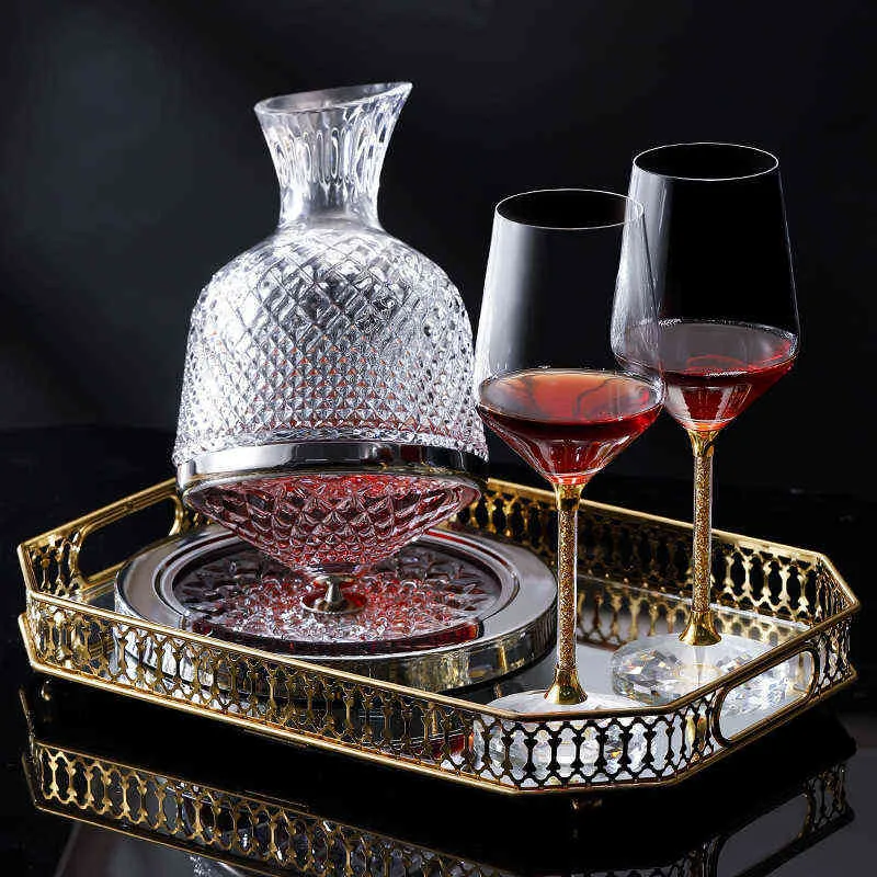 Crystal Sage Top Spin Gantaner Персонализированное зеркало Резное красное вино Tumbler Net Red The Wine High And Cont City Decanter Y1120