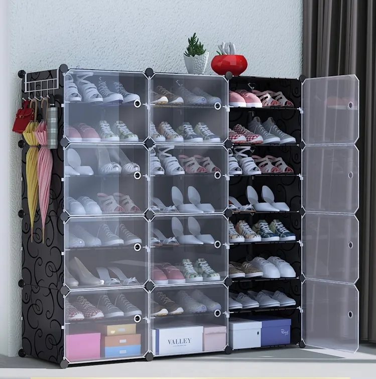 Zapatero portátil de plástico con puertas, para organizar 72 pares de  zapatos, color blanco