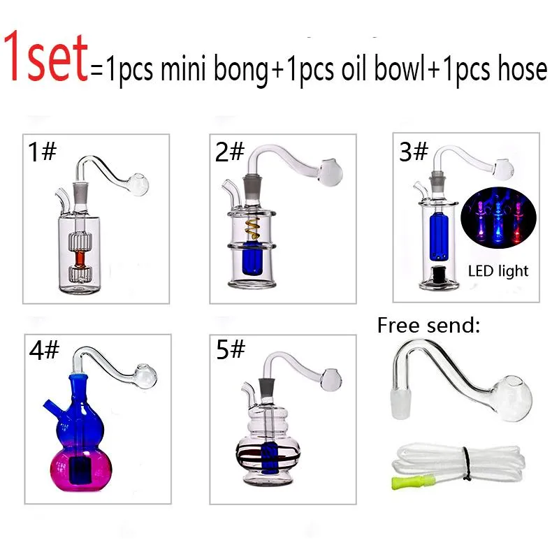 high quality Glass Oil Burner Water Bong thick pyrex smoking pipe small Bubbler MiNi Dab Rigs for Smoking Hookahs with oil bowl and hose