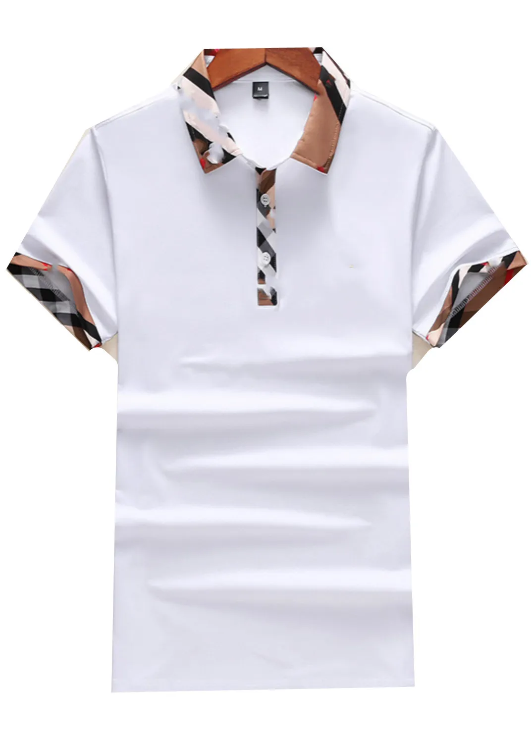 2022 رجل بولو مطبوع قميص الكرتون 100٪٪ قصيرة الأكمام camisas الوقوف طوق الذكور القمصان M-3XL # 24