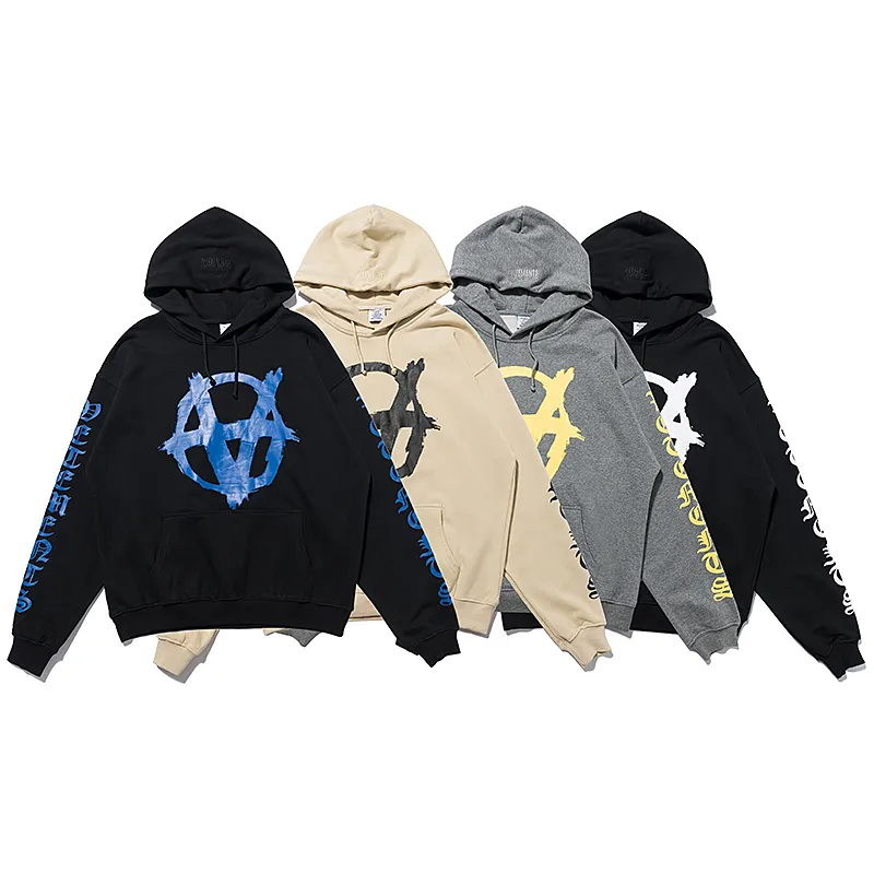 Vetements Anarchy Hoodie Mężczyźni Kobiety 1: 1 Najlepsza Jakości Sleeve Gothic High Street Vetements Bludshirts Swetry