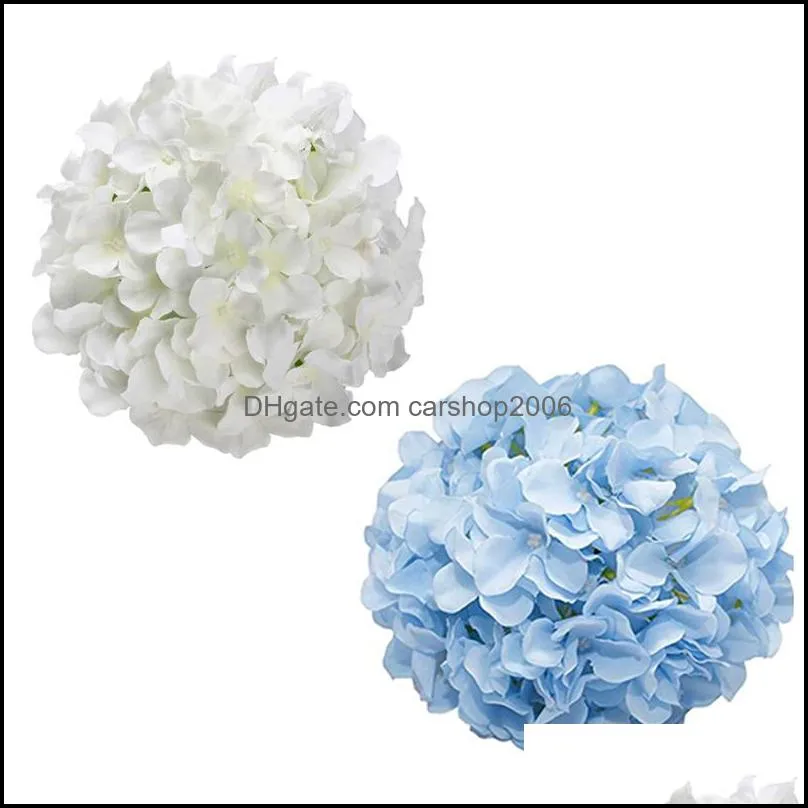 Imitación floral verde Inicio Aents Decoración Jardín 54 Pétalos Seda artificial Hortensia Cabezas de flores para centros de mesa de boda Pared Baby Shower De