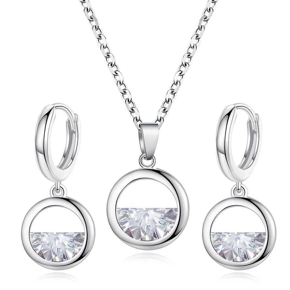 Jewelry Sets Luxury designer Bracelet Sale Fashion Simple Women Cubic Zirconia Hollow Round Pendant Necklace Huggie Earrings Accessories
