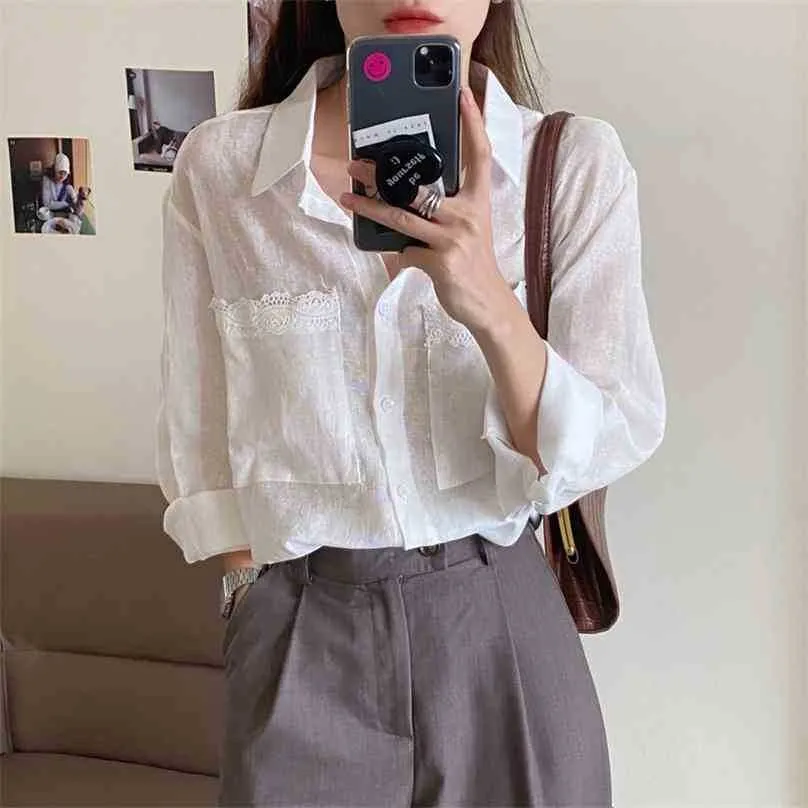 Chic White Solid Full Sleeves Elegance Office Lady Women Brief All Match Shirts Stylish High Street Female Blouses 210525