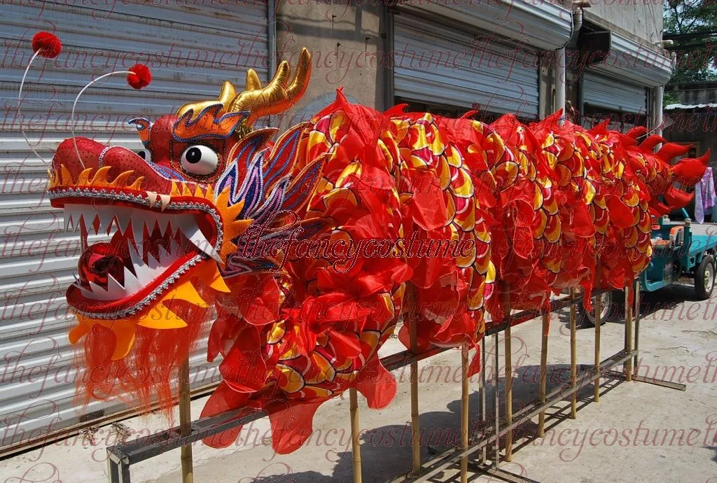 18m maat 4 10 volwassenen zijde traditionele cultuur podium slijtage stof Chinese lentedag draken dans origineel volksfestival feest kostuum exclusief palen