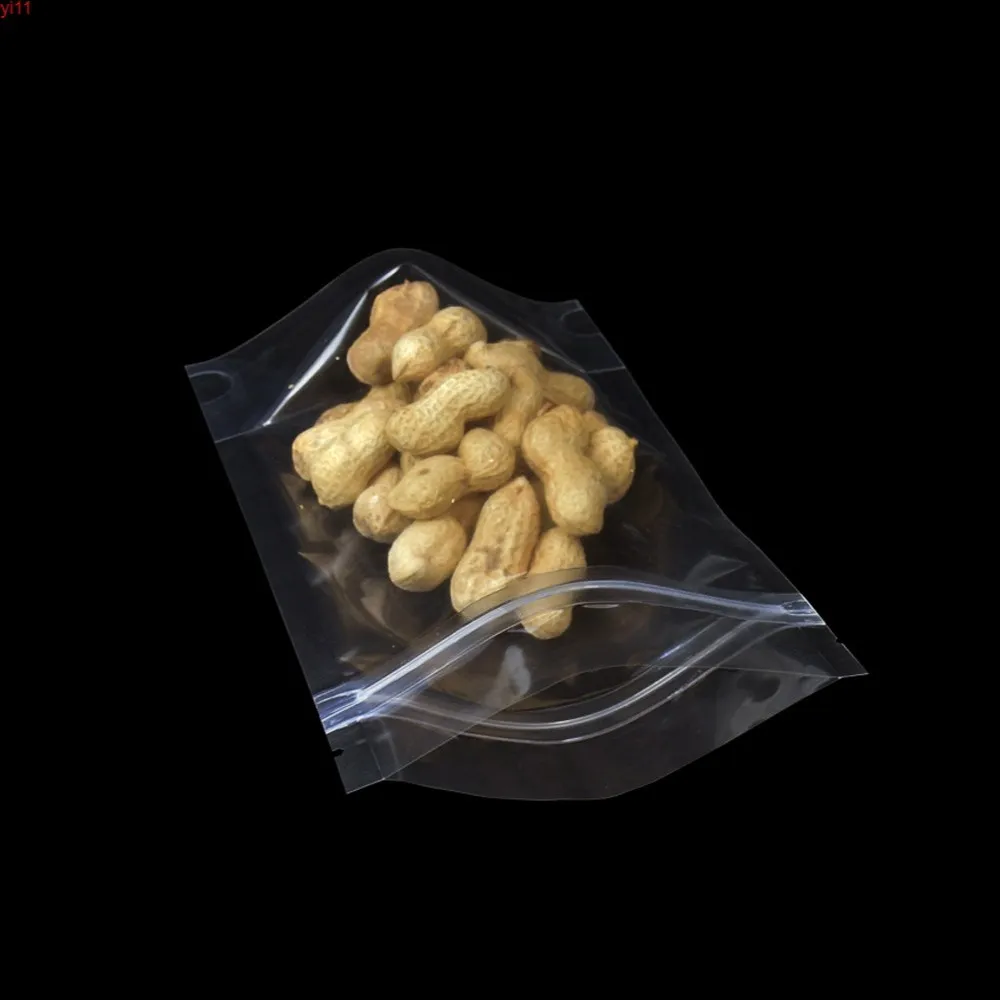12 20 cm thermoscellable clair fermeture éclair sac en plastique transparent Doypack café thé séché alimentaire haut fermeture éclair pochette d'emballage 100 pcs lothigh279W