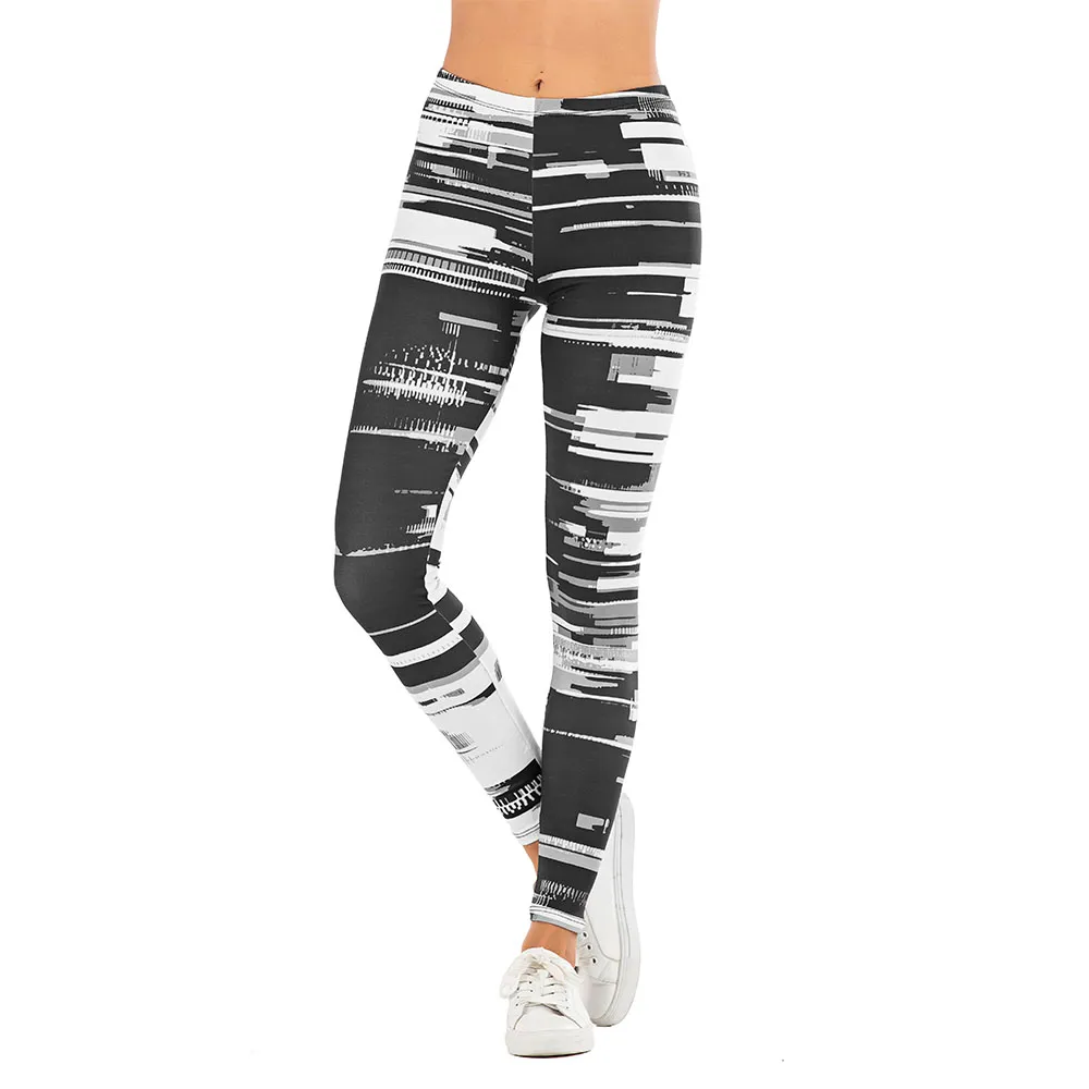 Donne sexy di marca Legging stampa foglia Leggins fitness Moda legins slim Vita alta Leggings Donna Pantaloni XL