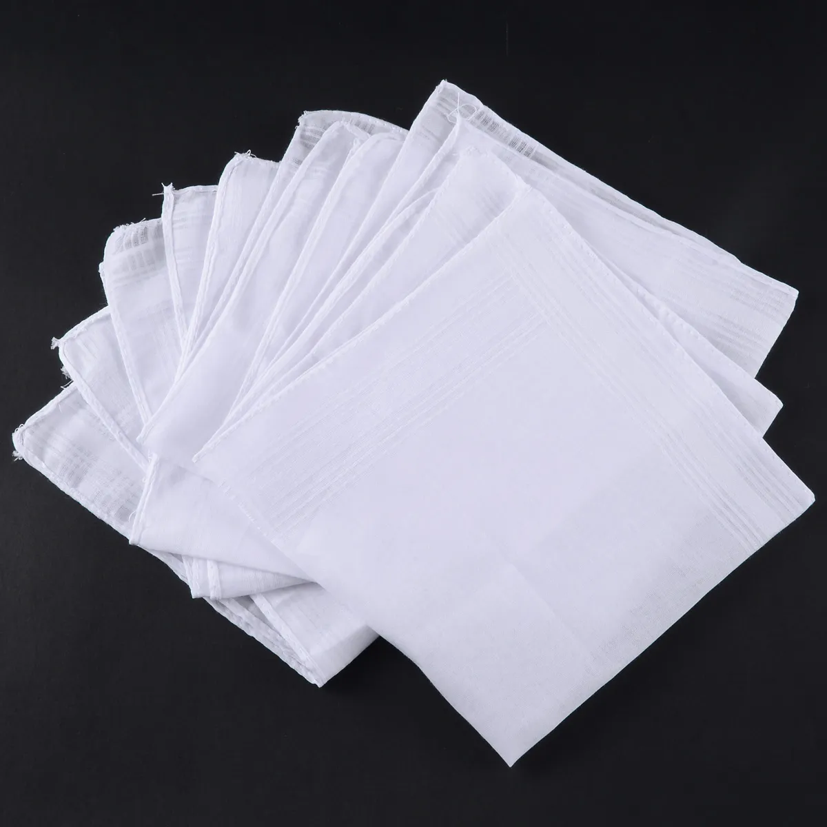 5pcs Squares Hanky White Pocket Cotton Handkerchiefs Hankie Hanky with Stripe Men 40*40cm Home Decoration Vintage Gift Hankies
