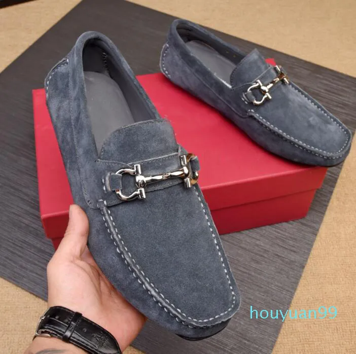 2021 Luxo New Mens Modafers Dress Genuine Leather Slip em apartamentos camurça sapatos tamanho 38-46
