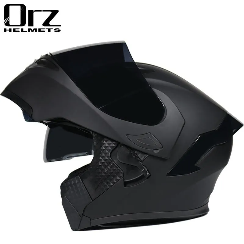 Motorradhelme Mate Black Helm Dirt Bike Flip Up Cascos Para Moto Double Shield Modular mit innerer Sonnenblende DOT-geprüft