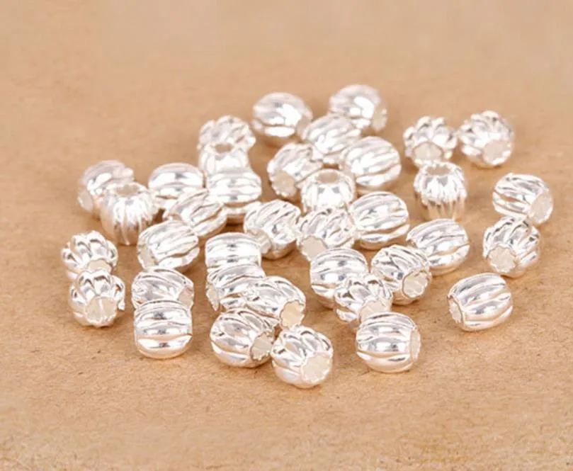 10Mm Argent Plaqué Tone Citrouille Bouchon Grand Trou Perles Clip 30 Pcs / Lot Fit Européen Charme Bracelets Métaux Bijoux Diy