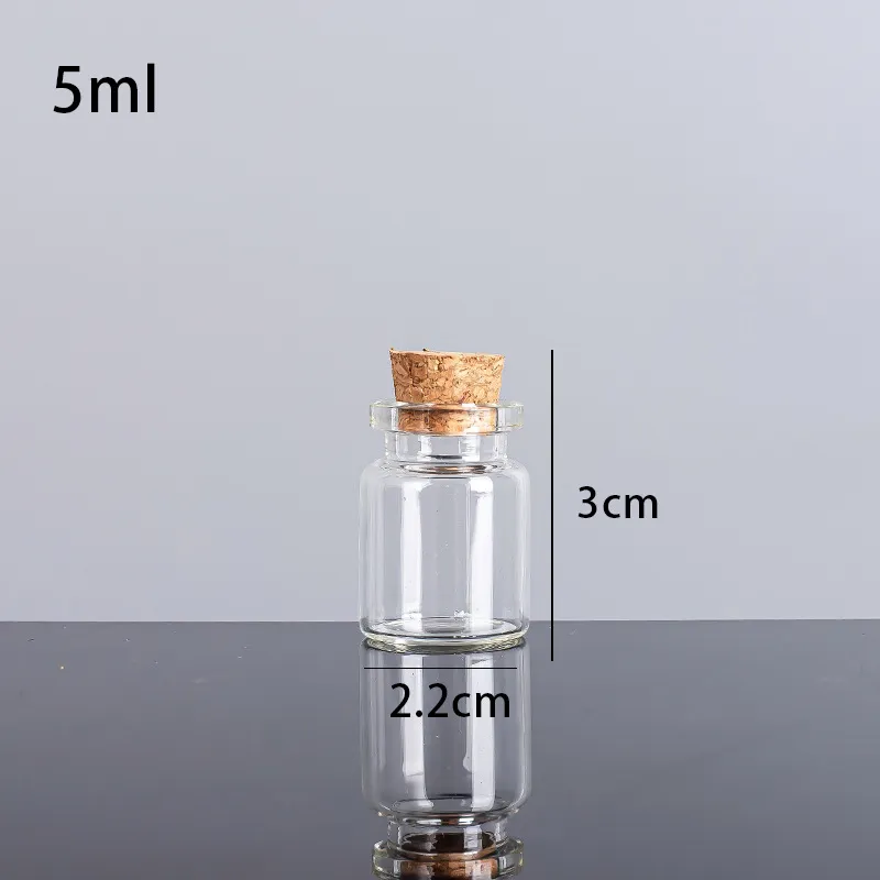 5ml 22x30x12.5mm Small Mini Clear Glass Butelki Słoiki z Korka Korki / Wiadomość Wesele Wish Jewelry Party Favors