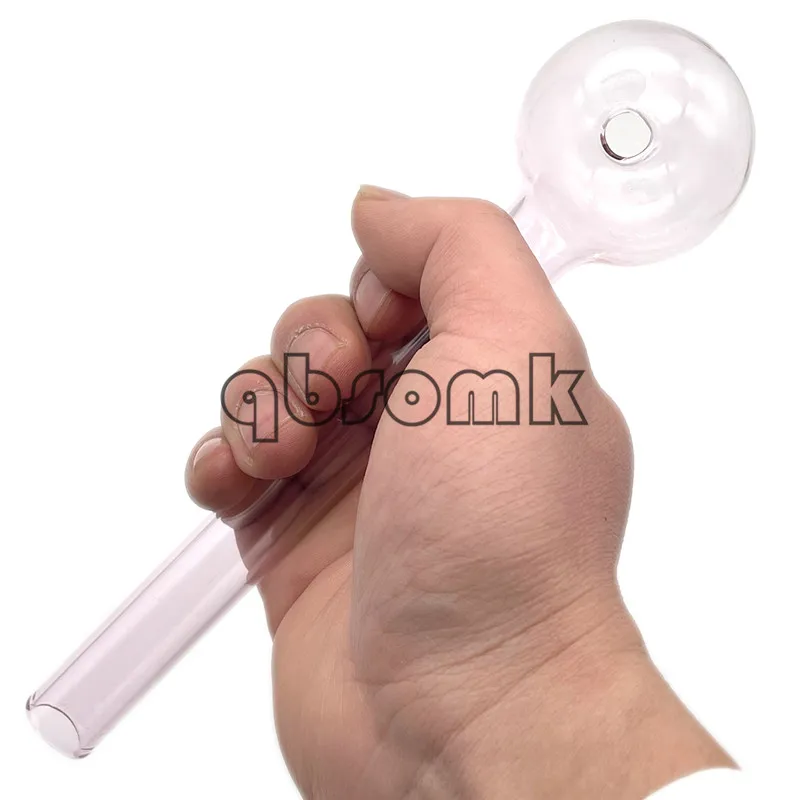 QBsomk Cheapest Pyrex Glass Oil Burner Pipe Clear Burner Great Tube Glass Oil Nail Pipe for water bong 20cm lenght 50mm ball