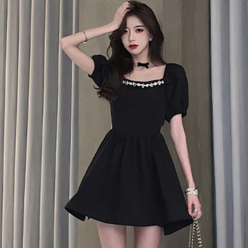 Black Mini Dress Square Collar Cap Sleeve Chiffon Pullover Mid-Calf Length  Casual Dress from Dhgate Basic & Casual Dresses - price 70.54