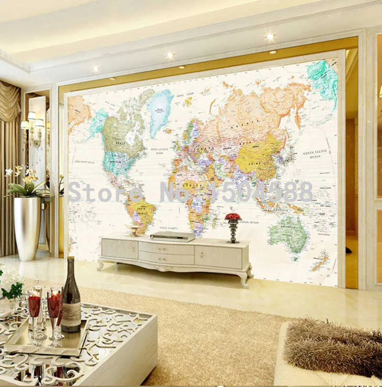 Custom Any Size Mural Wallpaper 3D Stereo World Map Fresco Living Room ...